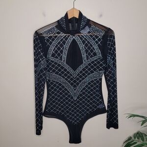 NWT Everyday Chic Boutique | Heartbreaker Rhinestone Sheer Bodysuit Size Large